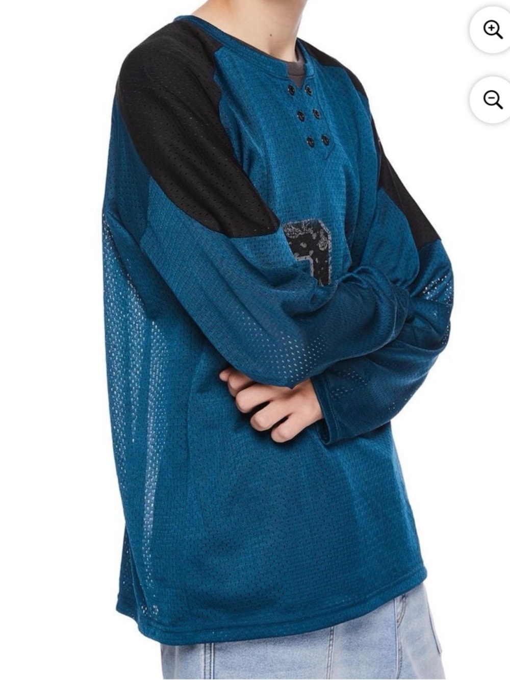NEW 🆕 Jackson Kids Teal Long-Sleeve Mesh Oversized Hockey Jersey 14-16 years - Picture 2 of 2